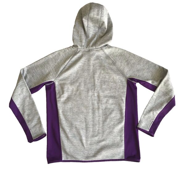 Under Armour Women Hoodie M Loose Gray Purple Storm ColdGear Sweatshirt Pockets - Picture 5 of 12